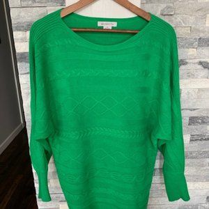 Liz Claiborne XL green sweater. Made of cotton and acrylic, it is machine washab